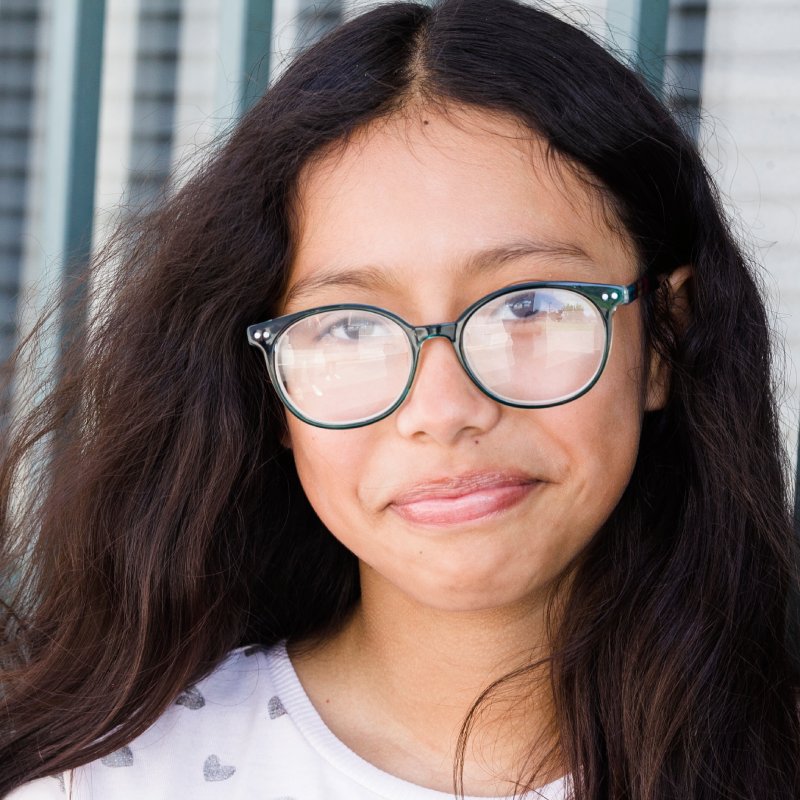 high school student with glasses